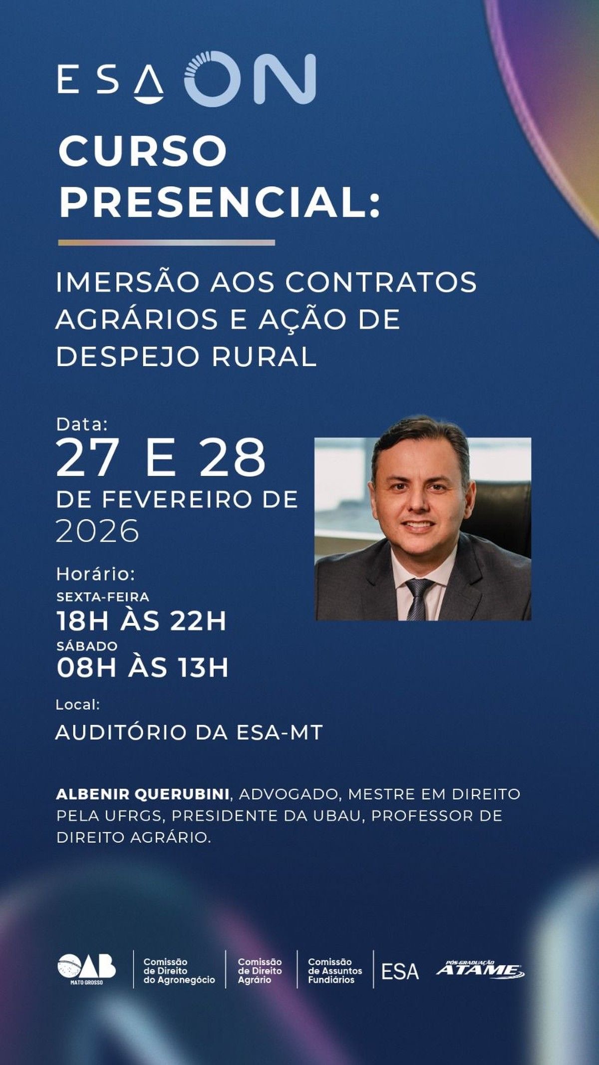 ESA/MT realiza hoje e amanhã a “Imersão aos contratos agrários e ação de despejo rural”