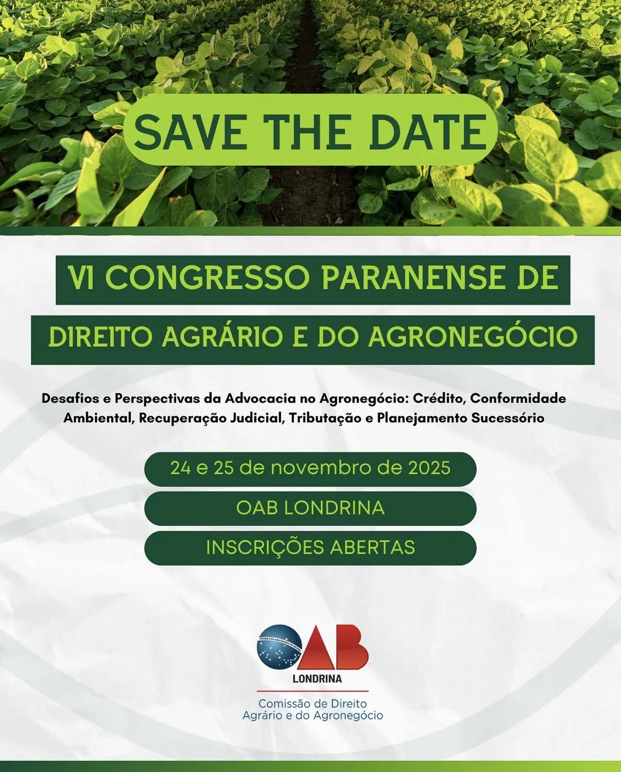 VI Congresso Paranaense de Direito Agrário e do Agronegócio acontece em Londrina
